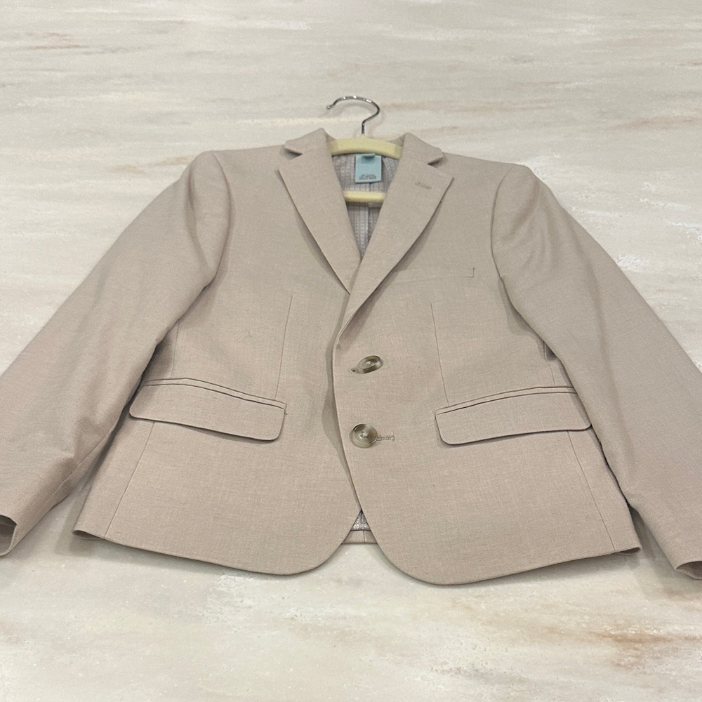 Little boys Beige Blazer with Button Closure